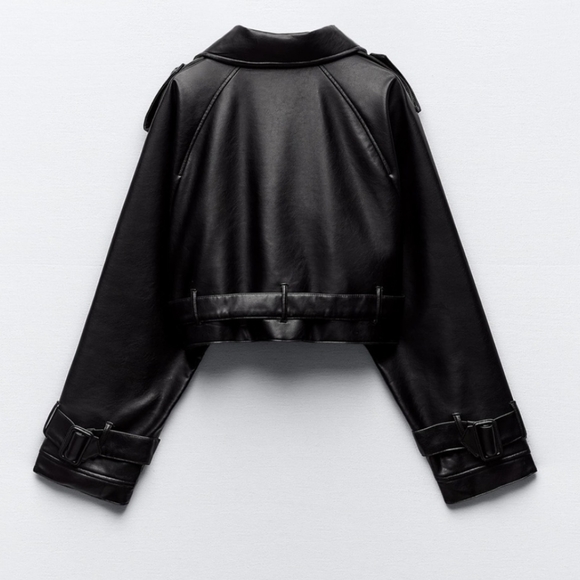 Zara OVERSIZED CROPPED FAUX LEATHER TRENCH - Picture 3 of 8